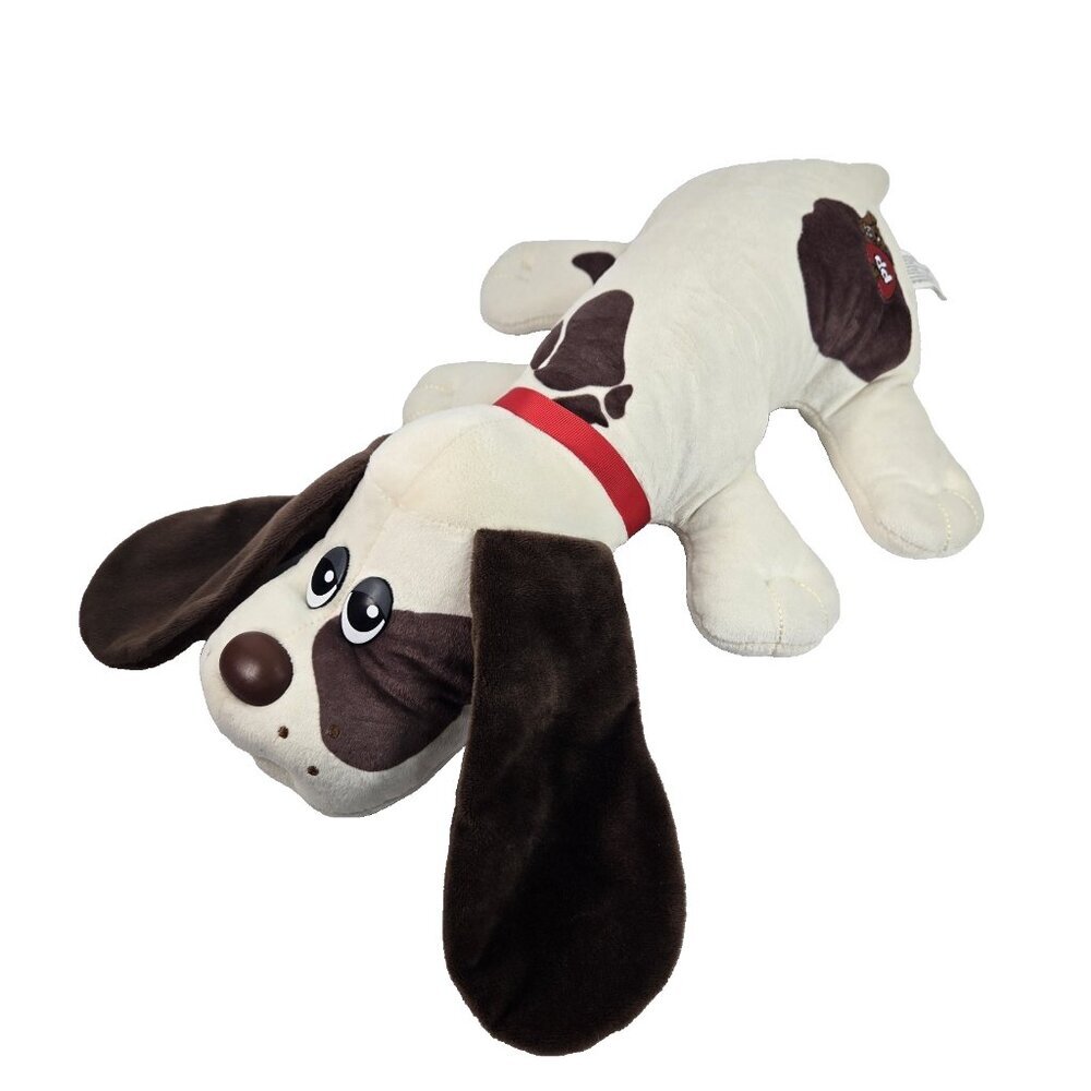 Pound Puppies Plush Dog Toy 18" Brown Floppy Ears Spots Red Collar